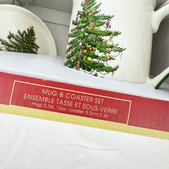 NWT Spode Christmas Tree Mug and Coaster Set Boxed Gift Dishwasher Microwave - Picture 3 of 9
